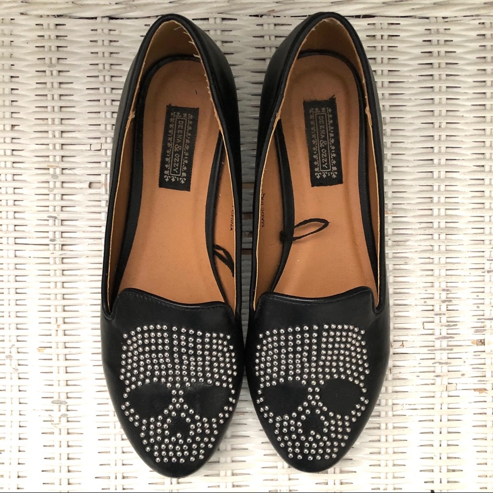Deena & Ozzy Studded Skull Loafers